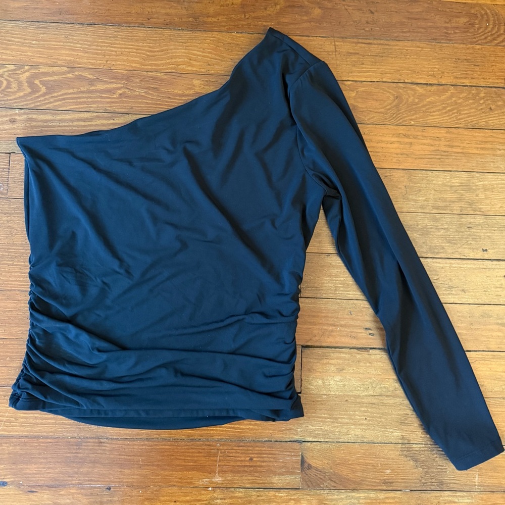 Abercrombie & Fitch Black One-Shoulder Long Sleeve Top